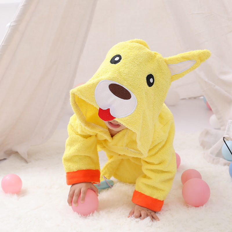 Cartoon Cute Animal Baby Bath Towel & Hooded Bathrobe – Soft Cotton Kids Bathrobe, Absorbent Infant Toddler Shower Wrap, Cozy Children’s Bath Towel