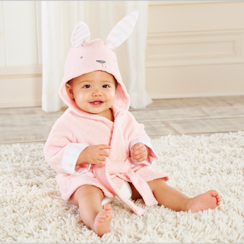 Cartoon Cute Animal Baby Bath Towel & Hooded Bathrobe – Soft Cotton Kids Bathrobe, Absorbent Infant Toddler Shower Wrap, Cozy Children’s Bath Towel