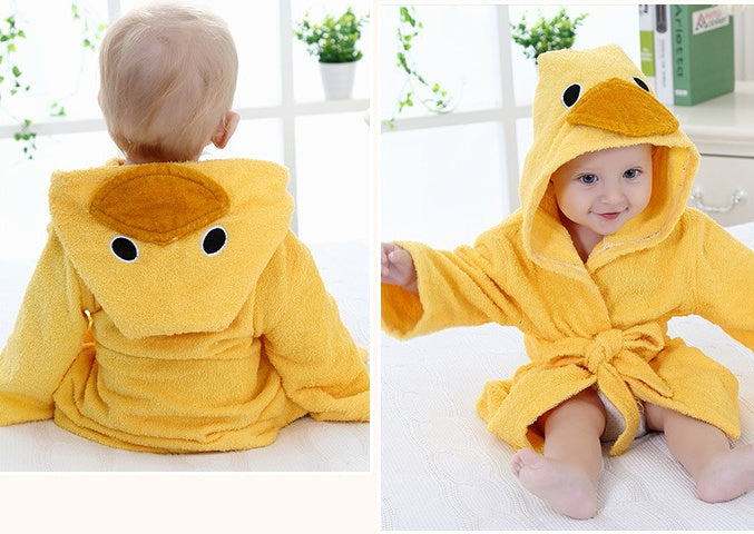 Cartoon Cute Animal Baby Bath Towel & Hooded Bathrobe – Soft Cotton Kids Bathrobe, Absorbent Infant Toddler Shower Wrap, Cozy Children’s Bath Towel