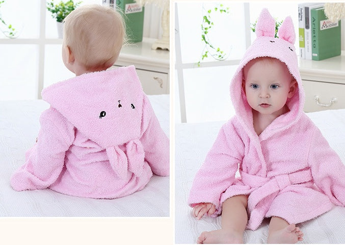 Cartoon Cute Animal Baby Bath Towel & Hooded Bathrobe – Soft Cotton Kids Bathrobe, Absorbent Infant Toddler Shower Wrap, Cozy Children’s Bath Towel