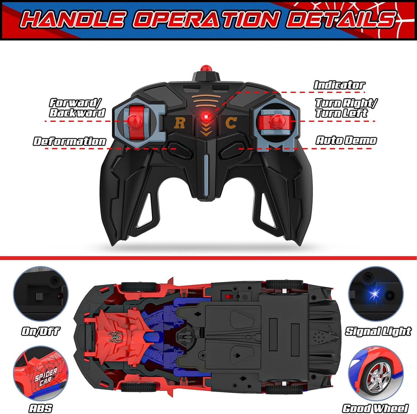 Transforming RC Car Robot Toy for Boys – 2.4GHz Remote Control Car, One-Button Deformation, 360° Rotation Stunt Car, Scale Model Transformer Vehicle Gift for Kids