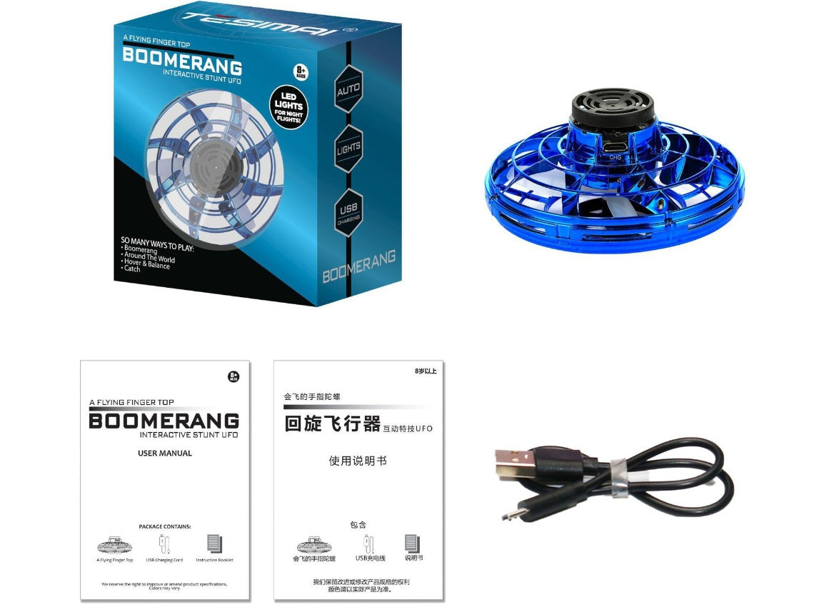 LED Mini UFO Flying Spinner Toy – Fingertip Gyro Drone Helicopter, Hand-Control Interactive Stress Relief Toy for Kids