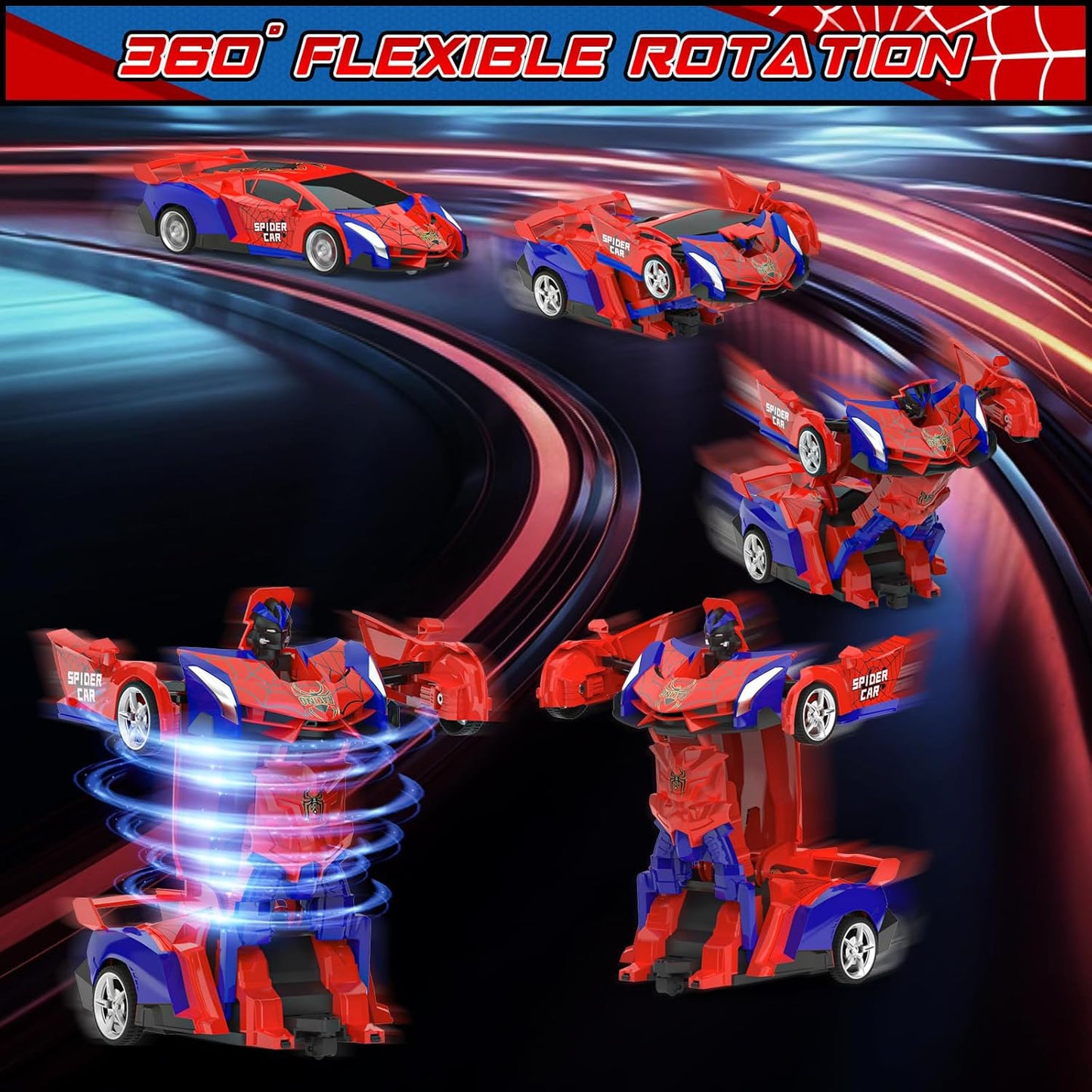 Transforming RC Car Robot Toy for Boys – 2.4GHz Remote Control Car, One-Button Deformation, 360° Rotation Stunt Car, Scale Model Transformer Vehicle Gift for Kids