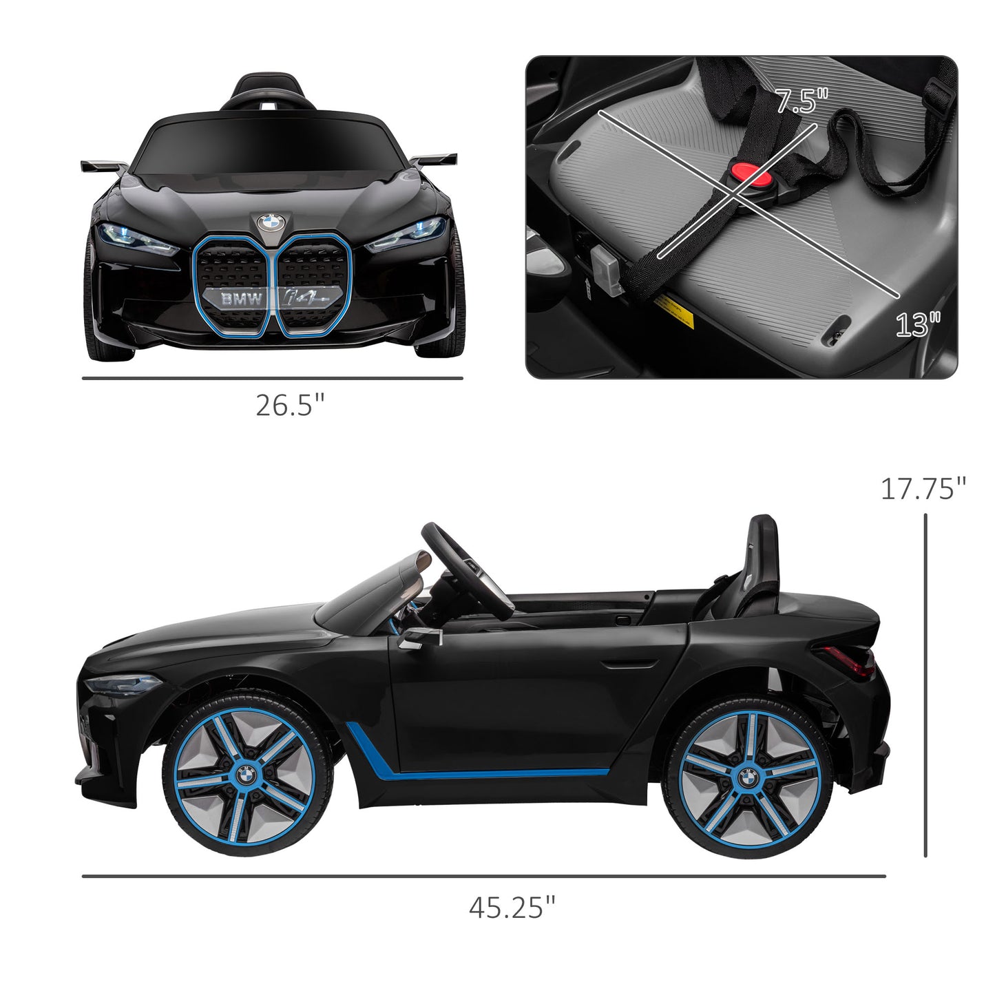 12V Kids Electric Ride-On Car with 2.4G Remote Control, Suspension System, Battery Powered Ride-On Toy, Safe & Durable, Black