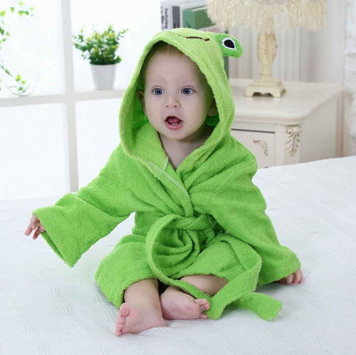 Cartoon Cute Animal Baby Bath Towel & Hooded Bathrobe – Soft Cotton Kids Bathrobe, Absorbent Infant Toddler Shower Wrap, Cozy Children’s Bath Towel