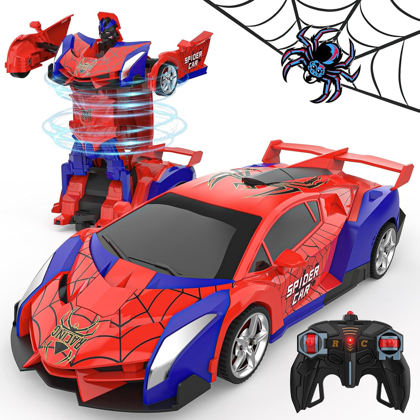 Transforming RC Car Robot Toy for Boys – 2.4GHz Remote Control Car, One-Button Deformation, 360° Rotation Stunt Car, Scale Model Transformer Vehicle Gift for Kids