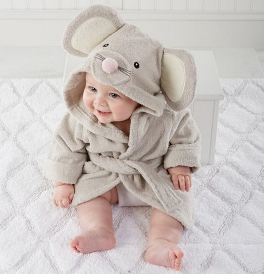Cartoon Cute Animal Baby Bath Towel & Hooded Bathrobe – Soft Cotton Kids Bathrobe, Absorbent Infant Toddler Shower Wrap, Cozy Children’s Bath Towel