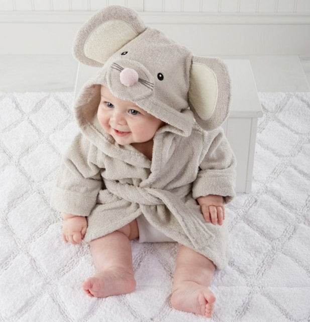 Cartoon Cute Animal Baby Bath Towel & Hooded Bathrobe – Soft Cotton Kids Bathrobe, Absorbent Infant Toddler Shower Wrap, Cozy Children’s Bath Towel