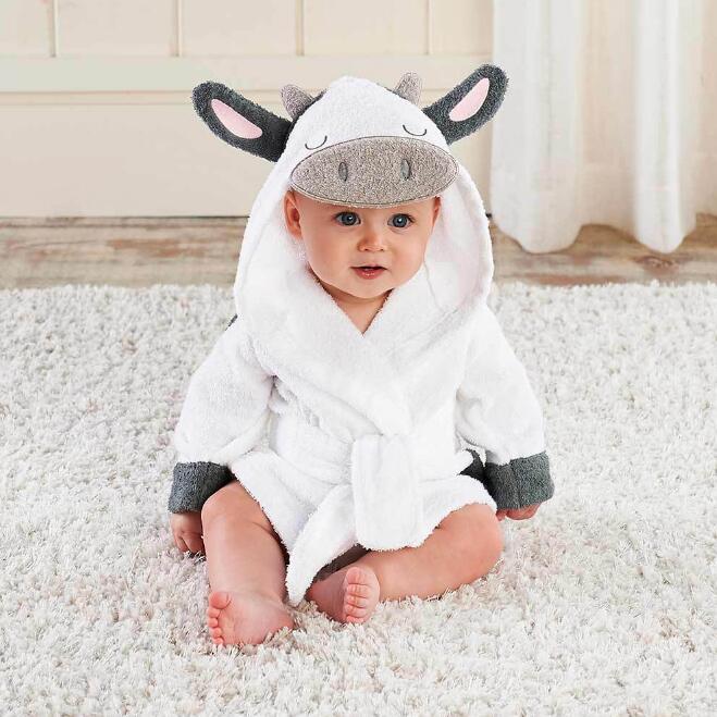 Cartoon Cute Animal Baby Bath Towel & Hooded Bathrobe – Soft Cotton Kids Bathrobe, Absorbent Infant Toddler Shower Wrap, Cozy Children’s Bath Towel