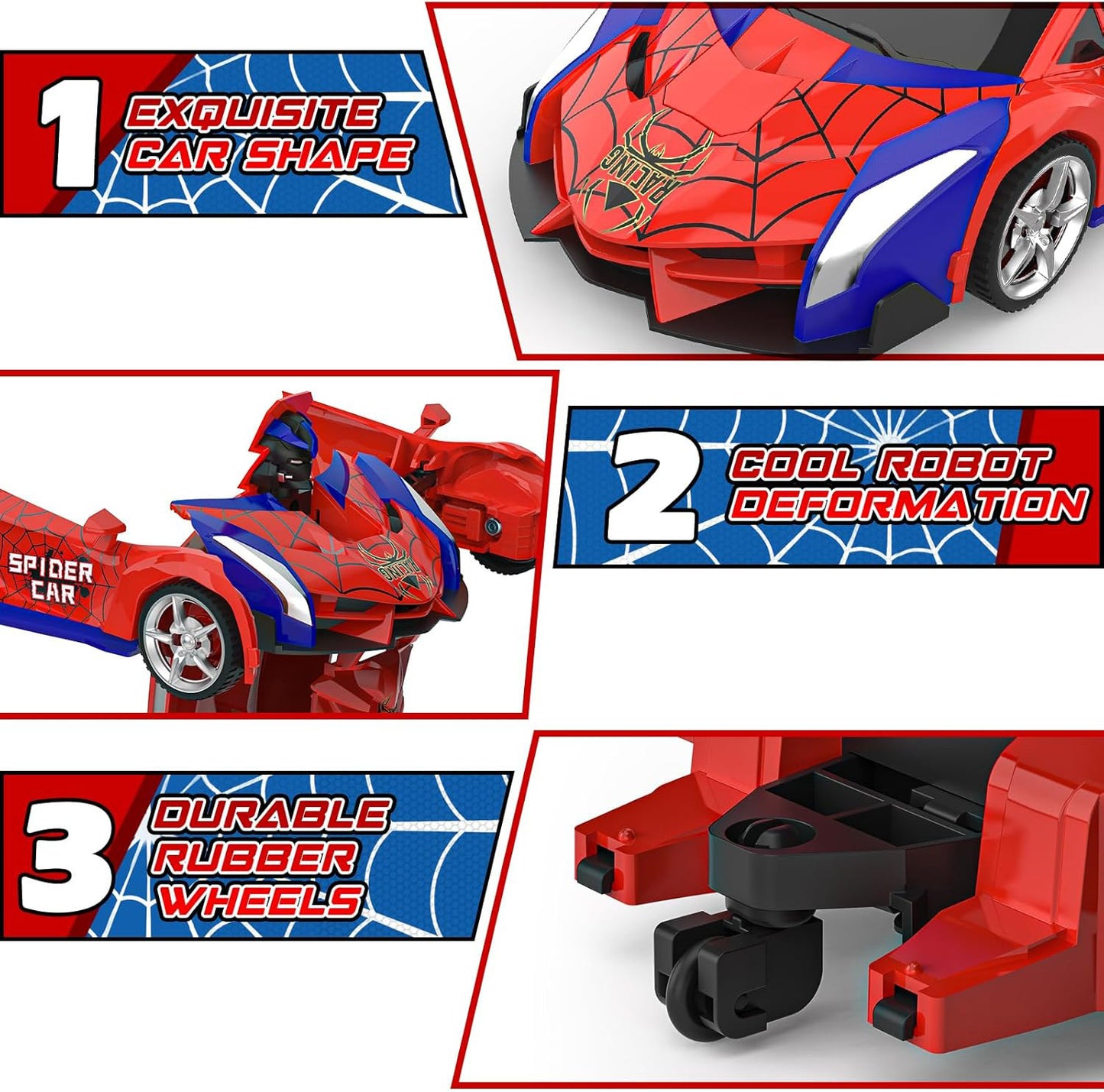 Transforming RC Car Robot Toy for Boys – 2.4GHz Remote Control Car, One-Button Deformation, 360° Rotation Stunt Car, Scale Model Transformer Vehicle Gift for Kids