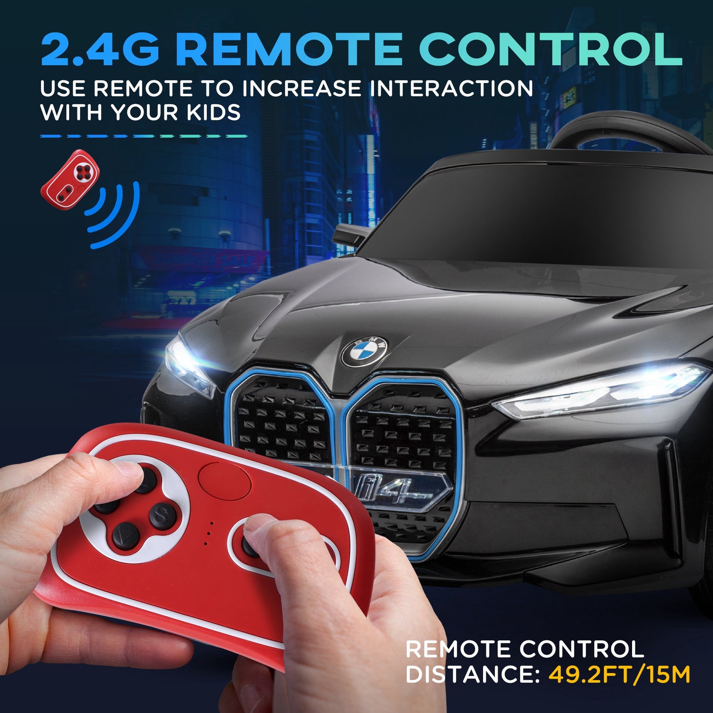 12V Kids Electric Ride-On Car with 2.4G Remote Control, Suspension System, Battery Powered Ride-On Toy, Safe & Durable, Black